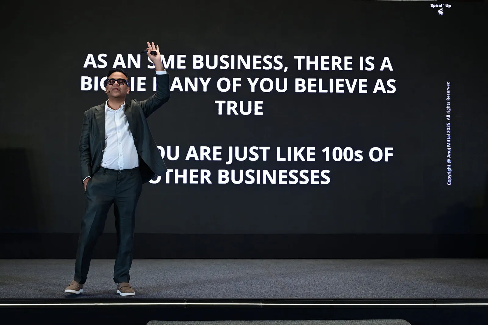 Anuj presenting the Big Lie slide